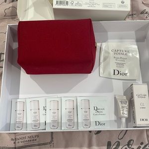 Dior samplers and cosmetic bag